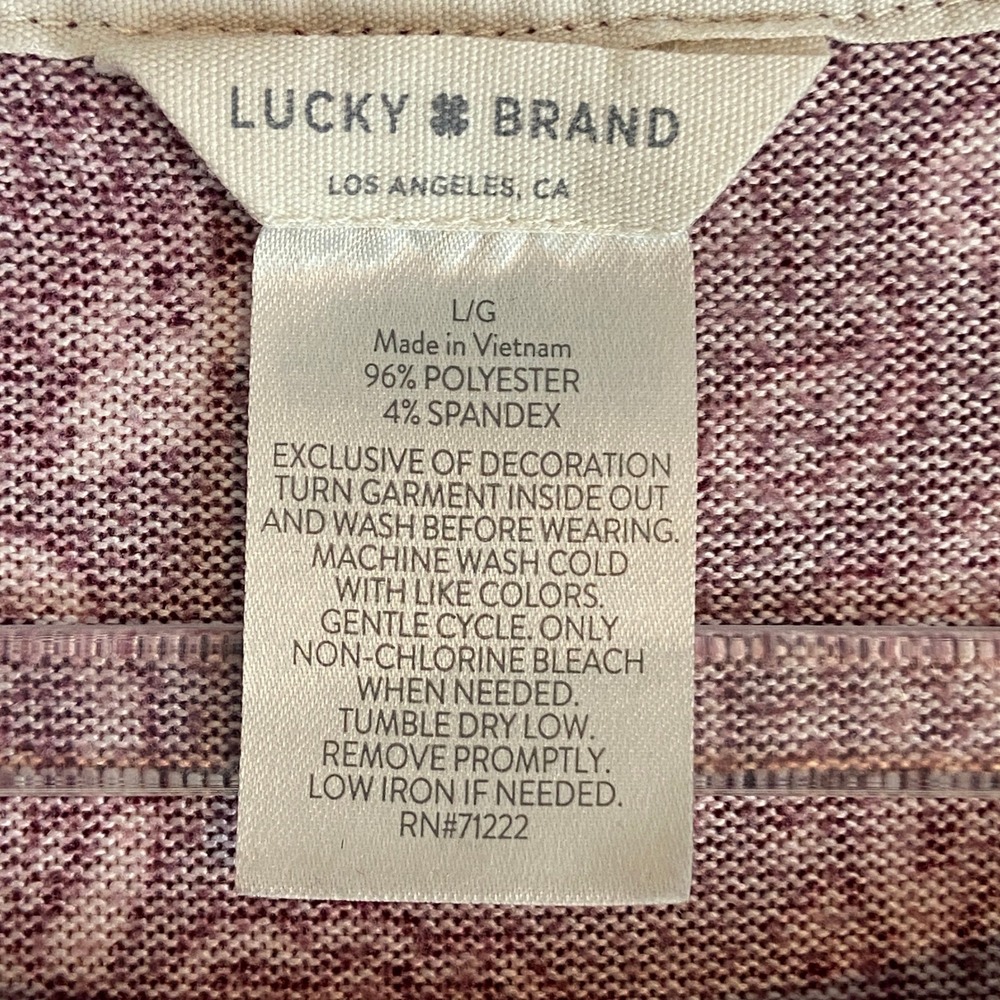 Lucky Brand Womens Paisley Short Sleeve Tee Shirt Maroon Burgundy Size Large - Picture 3 of 3